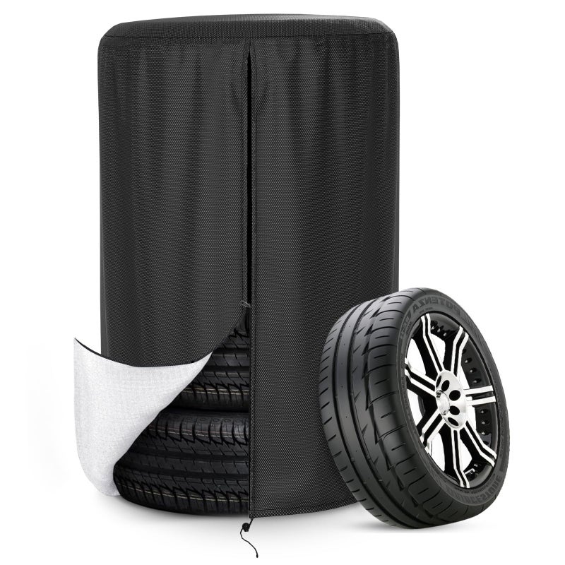 AKEfit Tire Cover, Heavy Duty Waterproof and Dustproof Tire Storage Bag for Trailer RV SUV Truck Tires with Zipper (Black,Holding 4 Tires Within 27 Inch Diameter) - Image 1